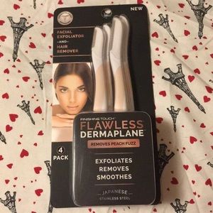 4pk Stainless Steel Flawless Dermaplane Hair Remover 2-Lg 2-Sm Razor Dry Shave
